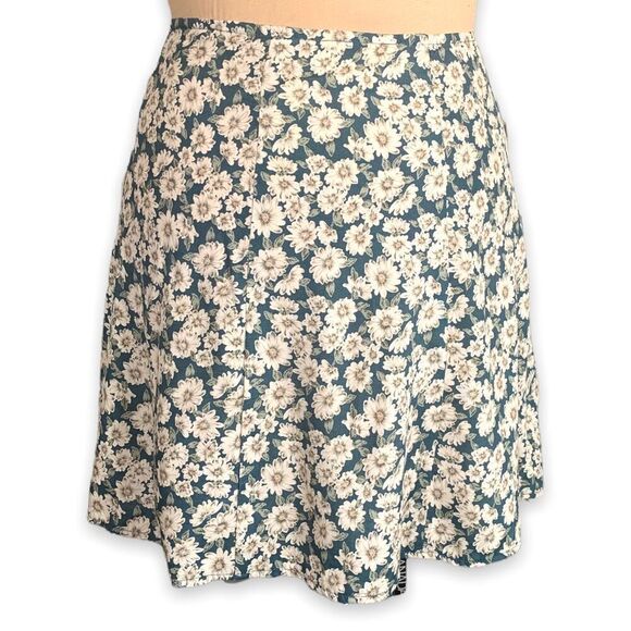 Vintage Express Skirt Blue Floral Button-Front A-Line Mini Size 10 Deadstock - Picture 5 of 9